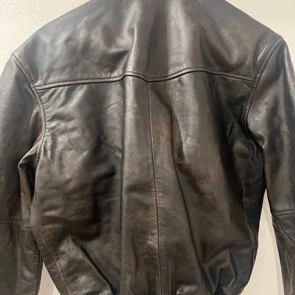 Men’s Brown Leather VESTE EN CUIR COURTE Jacket by Kooples Size S